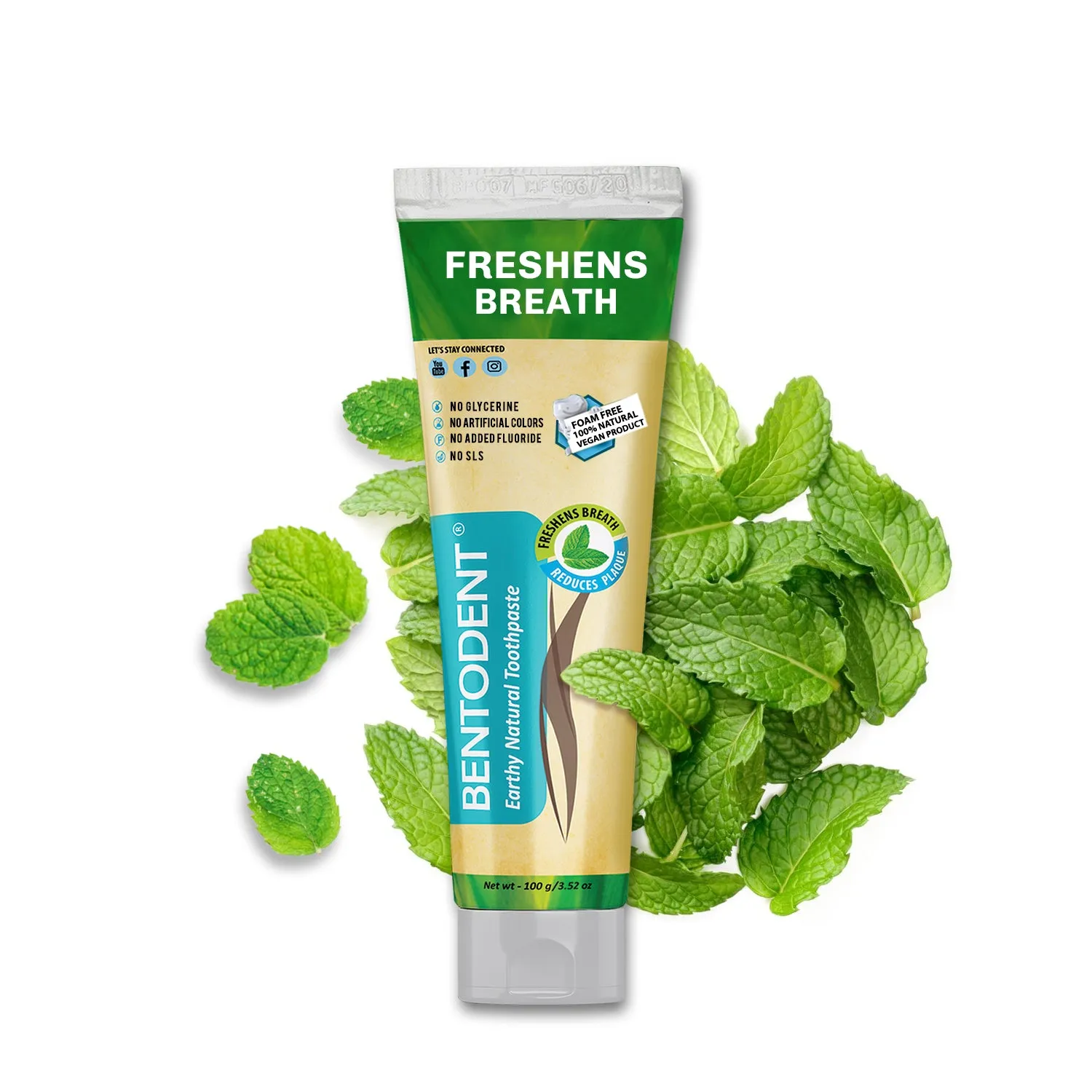 Bentodent Premium Mint tandpasta 100 g fluoridfri rejse