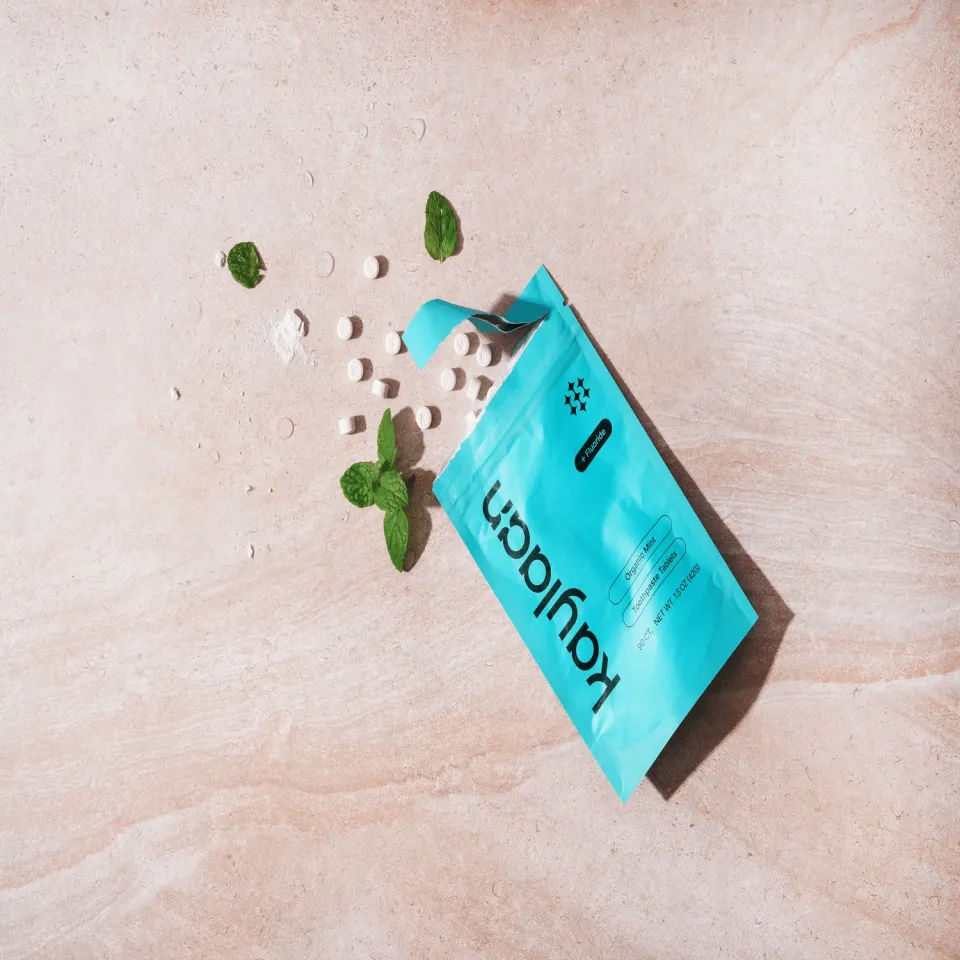 Kaylaan Fluoride Mint tandpastatabletter prøve med fluor