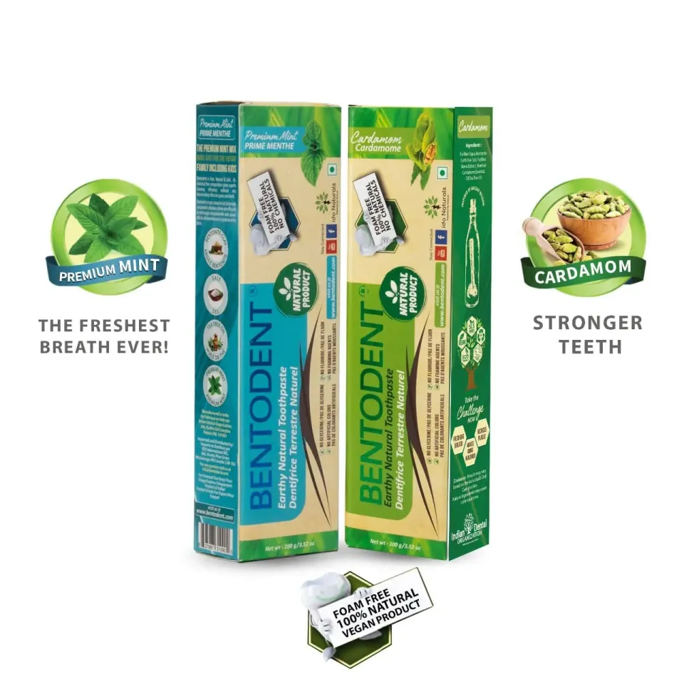 Bentodent Premium Mint & Cardamom tandpasta 2-pak fluoridfri