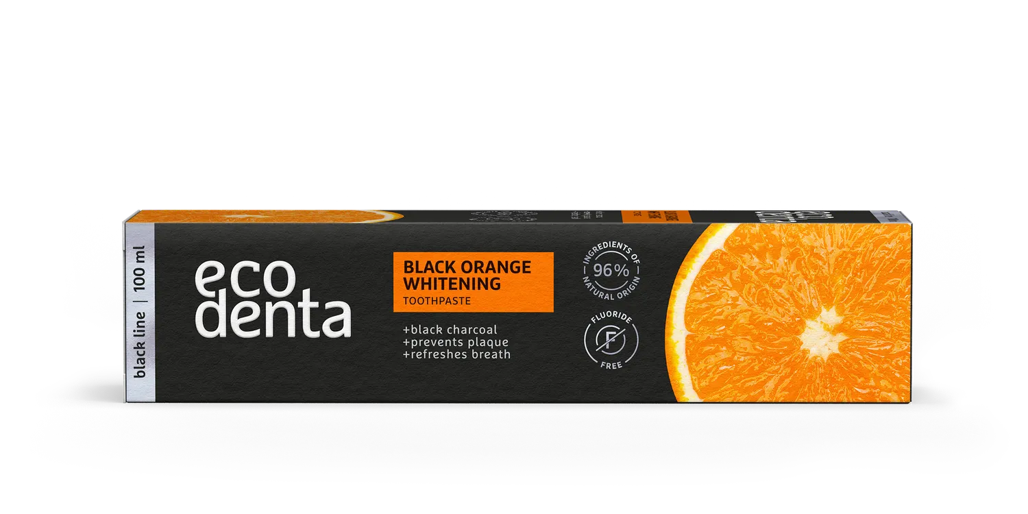 Ecodenta Black tandpasta appelsin 100 ml blegende