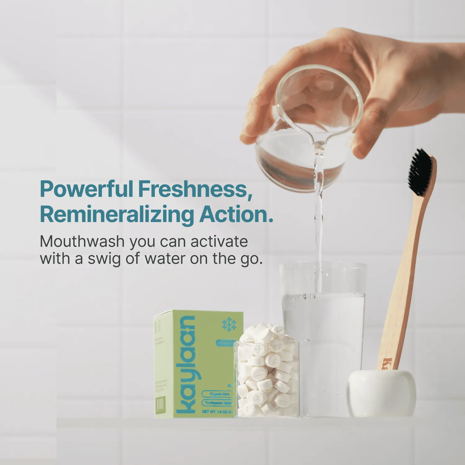 Kaylaan Natural Mint mundskyl tabletter mint remineraliserende