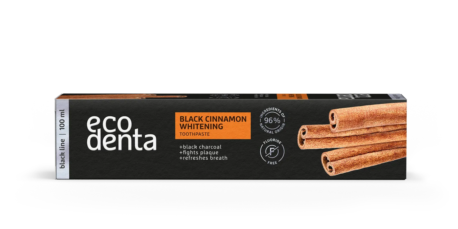 Ecodenta Black tandpasta 100 ml, kanel whitening