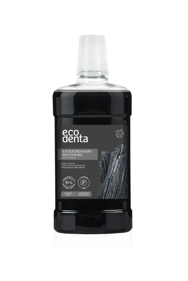 Ecodenta Black mundskyl charcoal 500 ml blegende