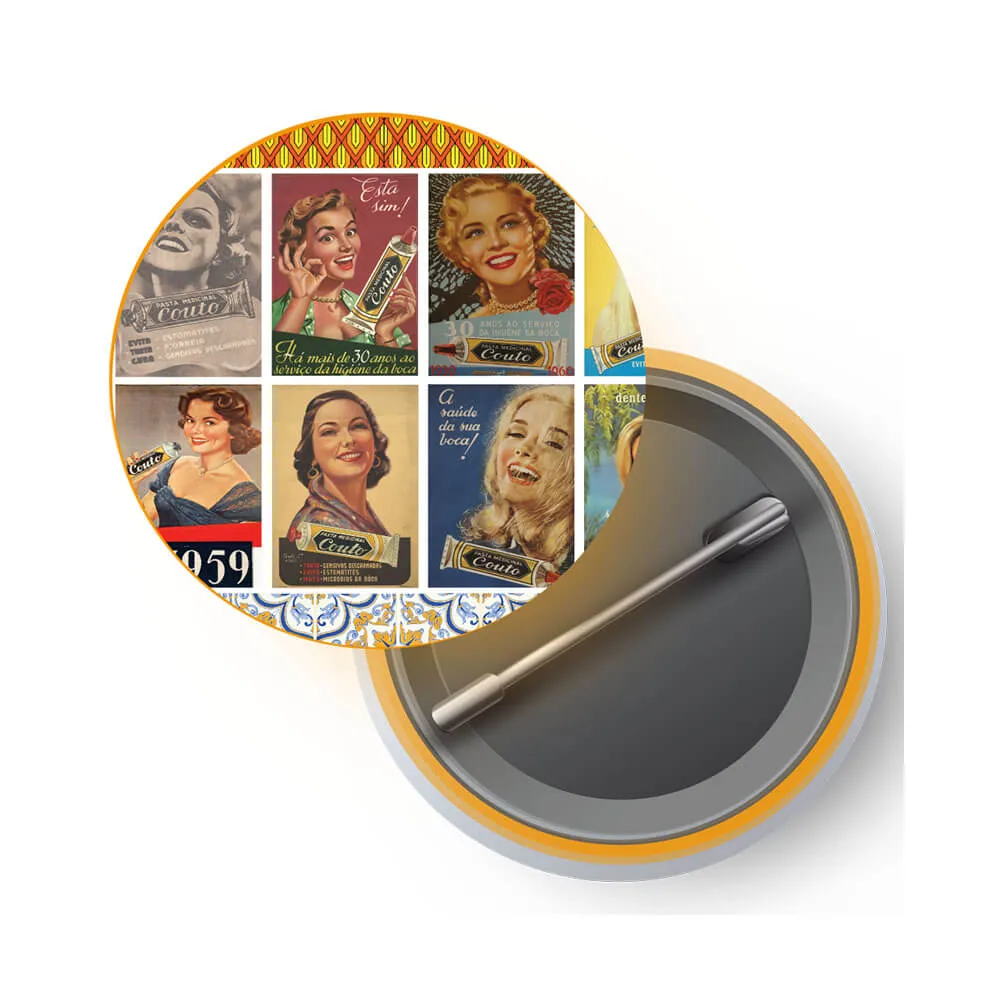 Couto badge pin 5,8 cm rundt vintagemotiv