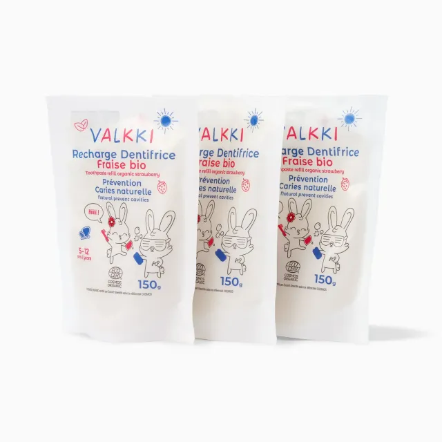 Valkki Kids tandpasta trio jordbær 3-pak mild
