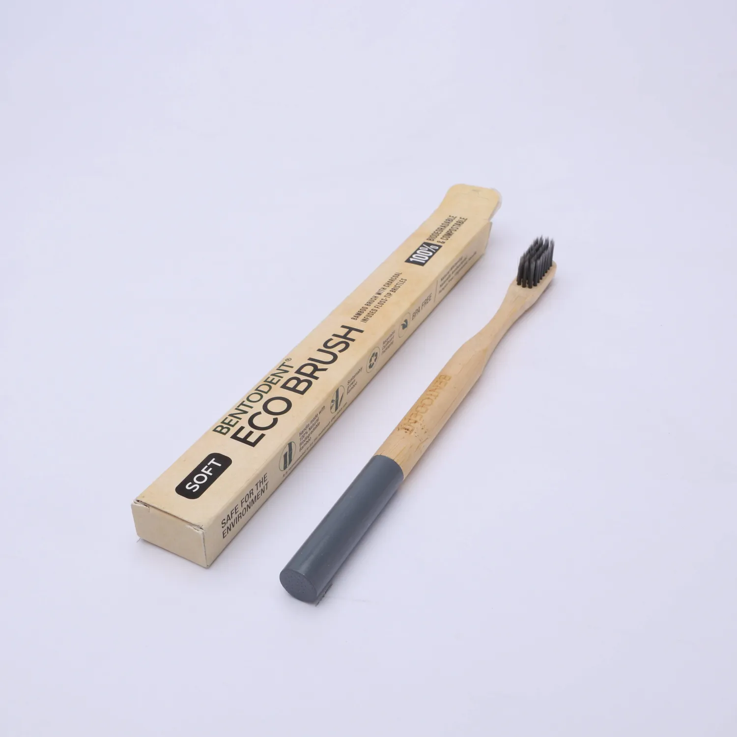 Bentodent Bamboo Toothbrush Charcoal tandbørste blød bambus