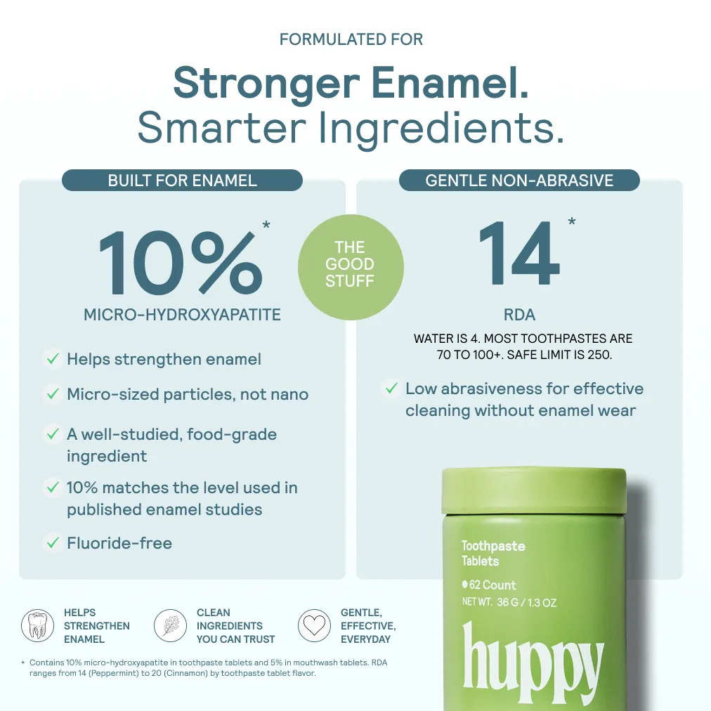 Huppy tandpastatabletter pebermynte hydroxyapatit 60 stk