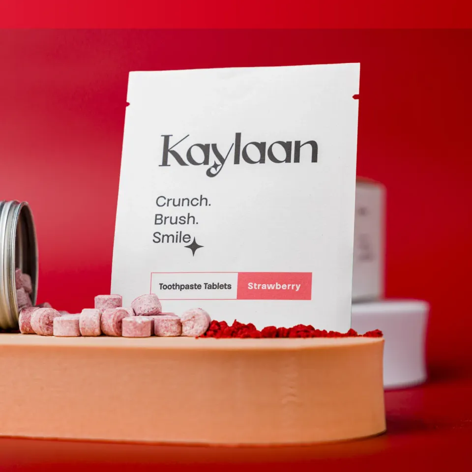 Kaylaan Strawberry tandpastatabletter refill 90 stk jordbær