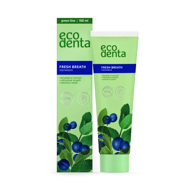 Ecodenta Fresh Breath tandpasta blåbær 100 ml frisk