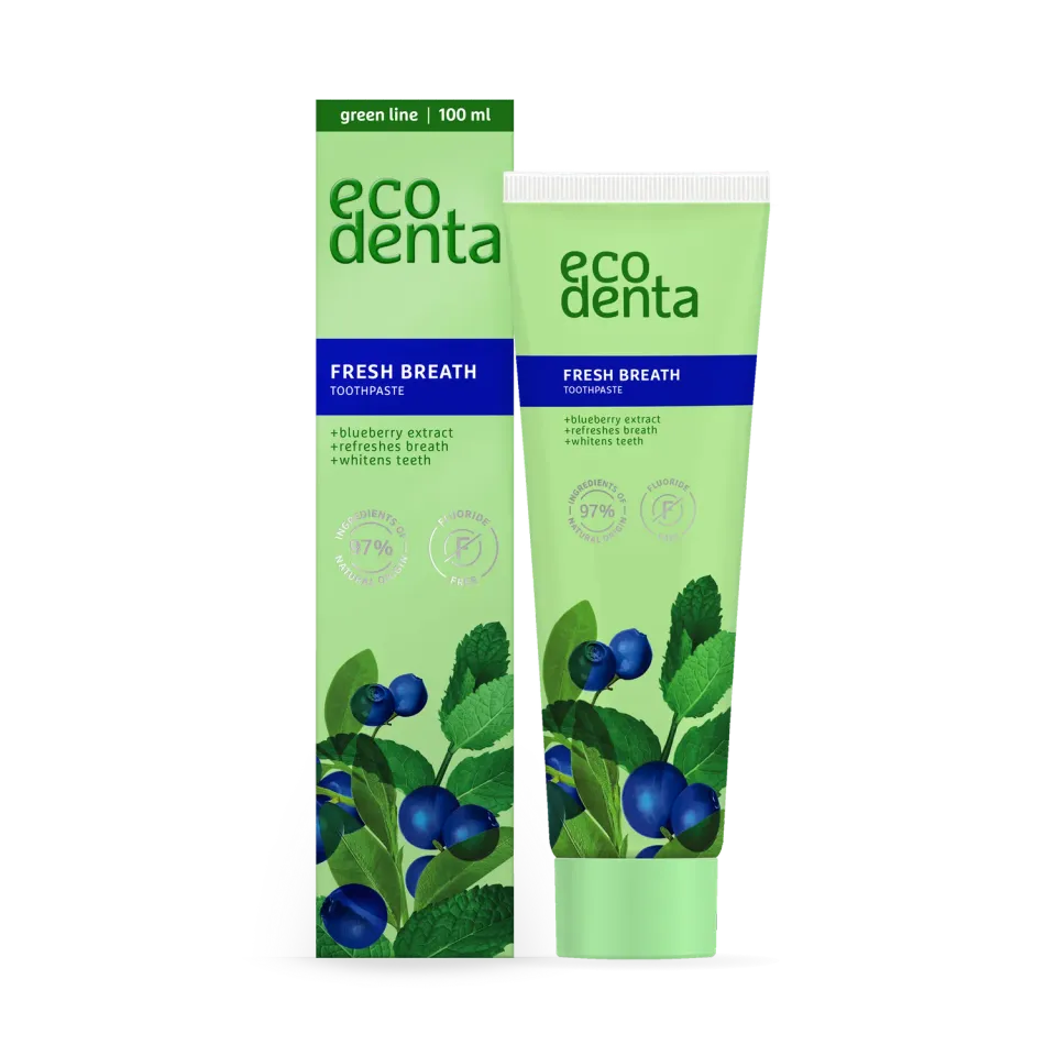 Ecodenta Fresh Breath tandpasta blåbær 100 ml frisk
