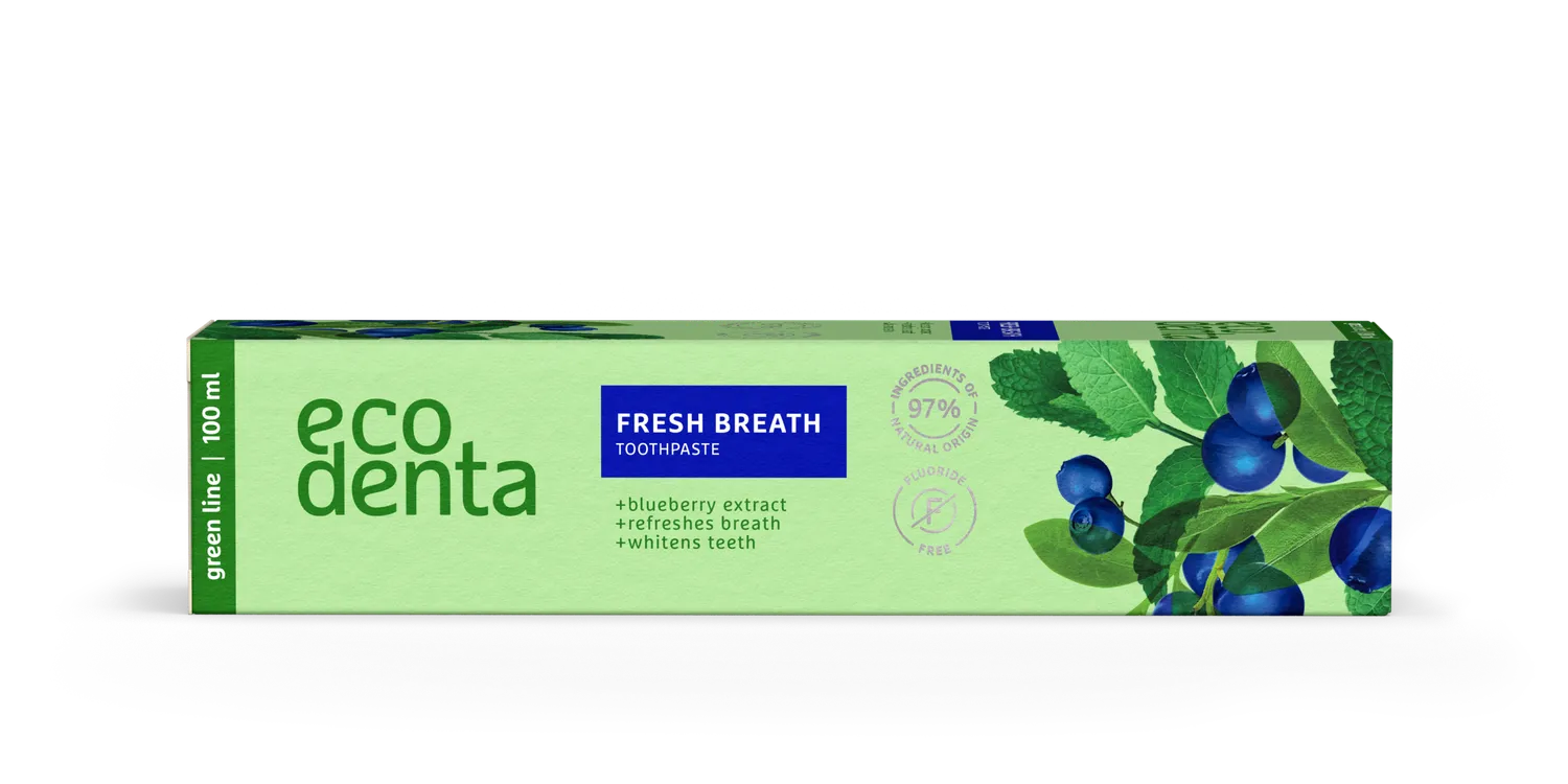 Ecodenta Fresh Breath tandpasta blåbær 100 ml frisk