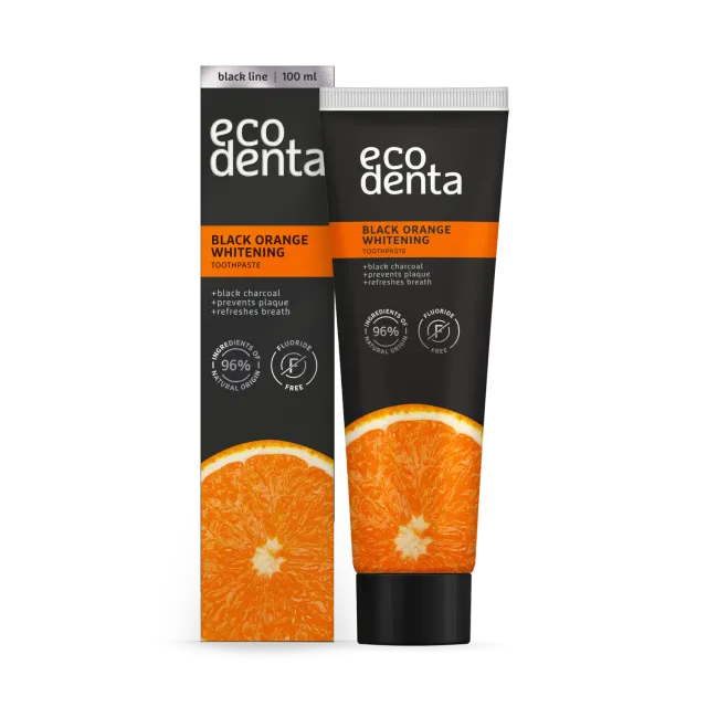 Ecodenta Black tandpasta appelsin 100 ml blegende