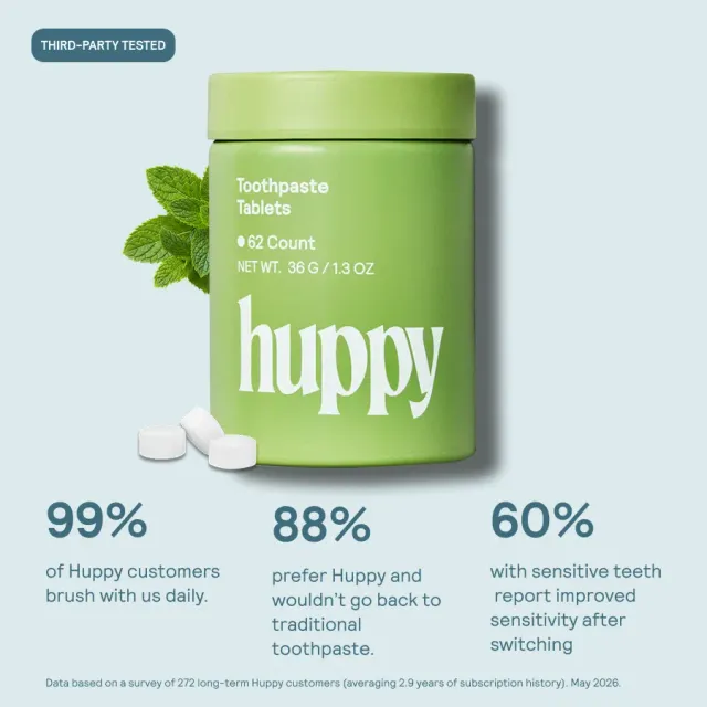 Huppy tandpastatabletter pebermynte hydroxyapatit 60 stk