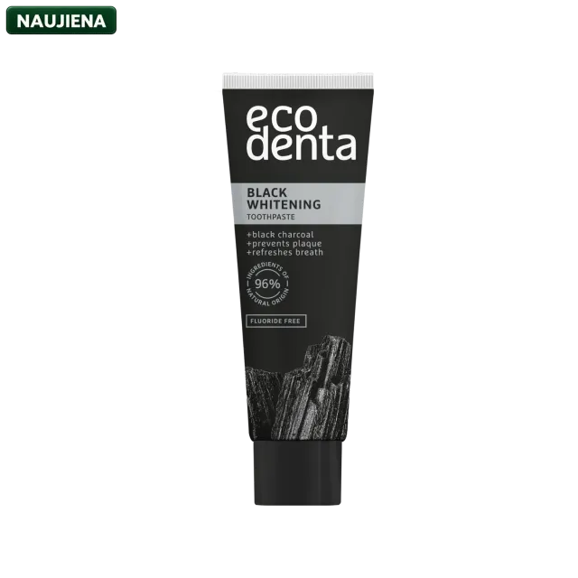 Ecodenta Black rejsetandpasta aktivt kul 35 ml hvidtænder