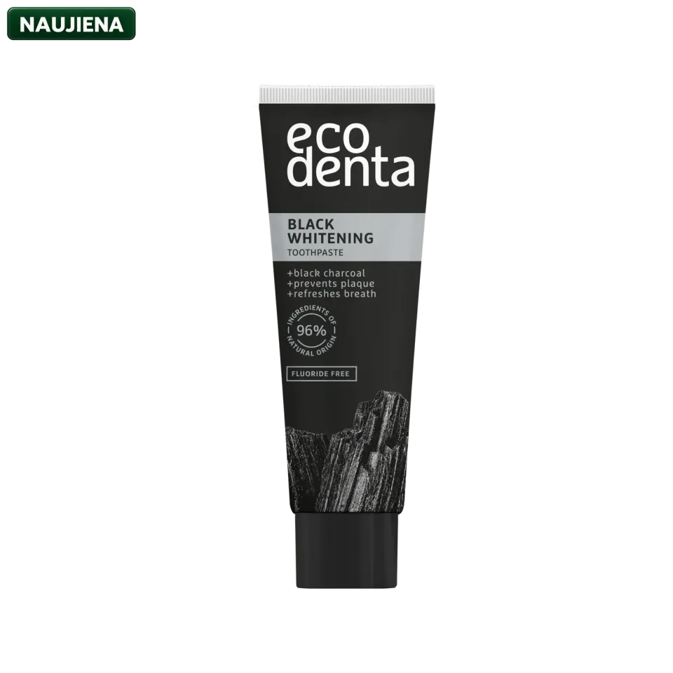 Ecodenta Black rejsetandpasta aktivt kul 35 ml hvidtænder