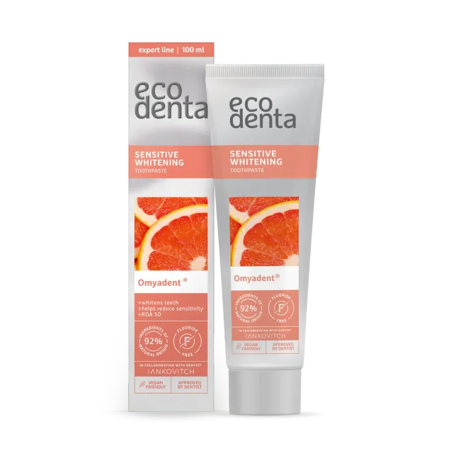 Ecodenta Sensitive Whitening tandpasta 100 ml mynte grape