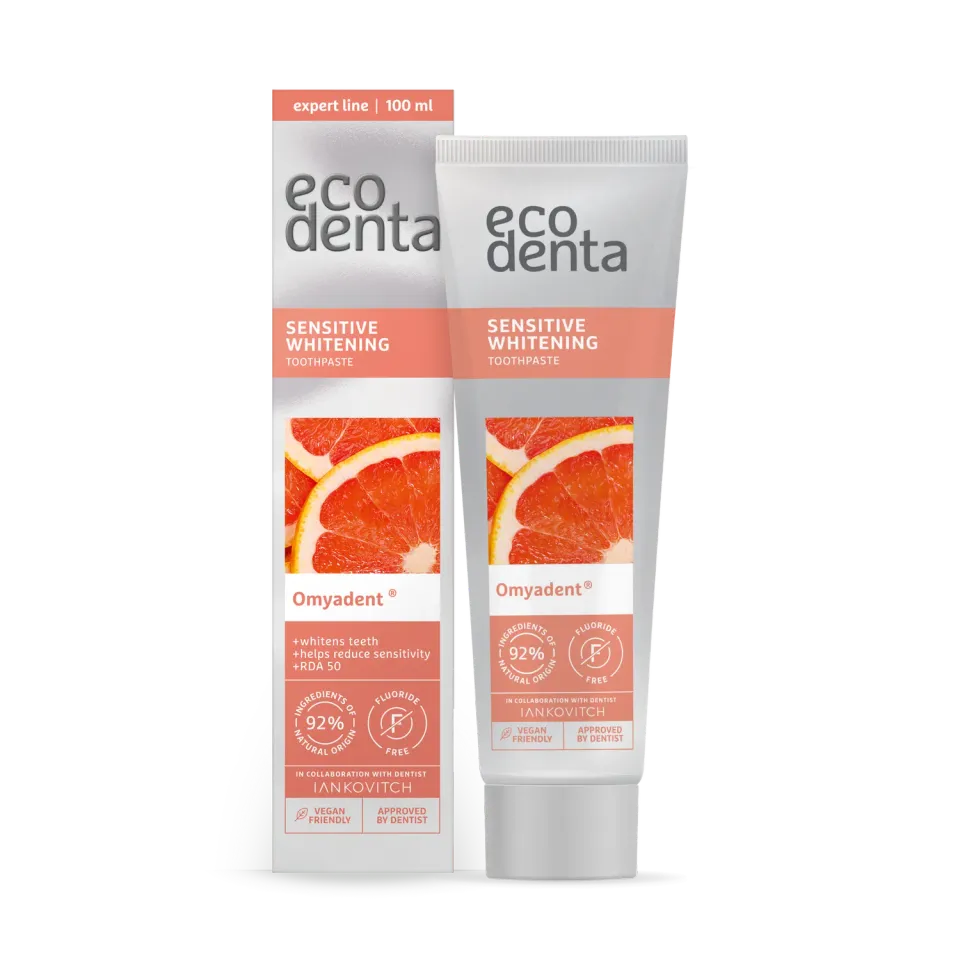 Ecodenta Sensitive Whitening tandpasta 100 ml mynte grape