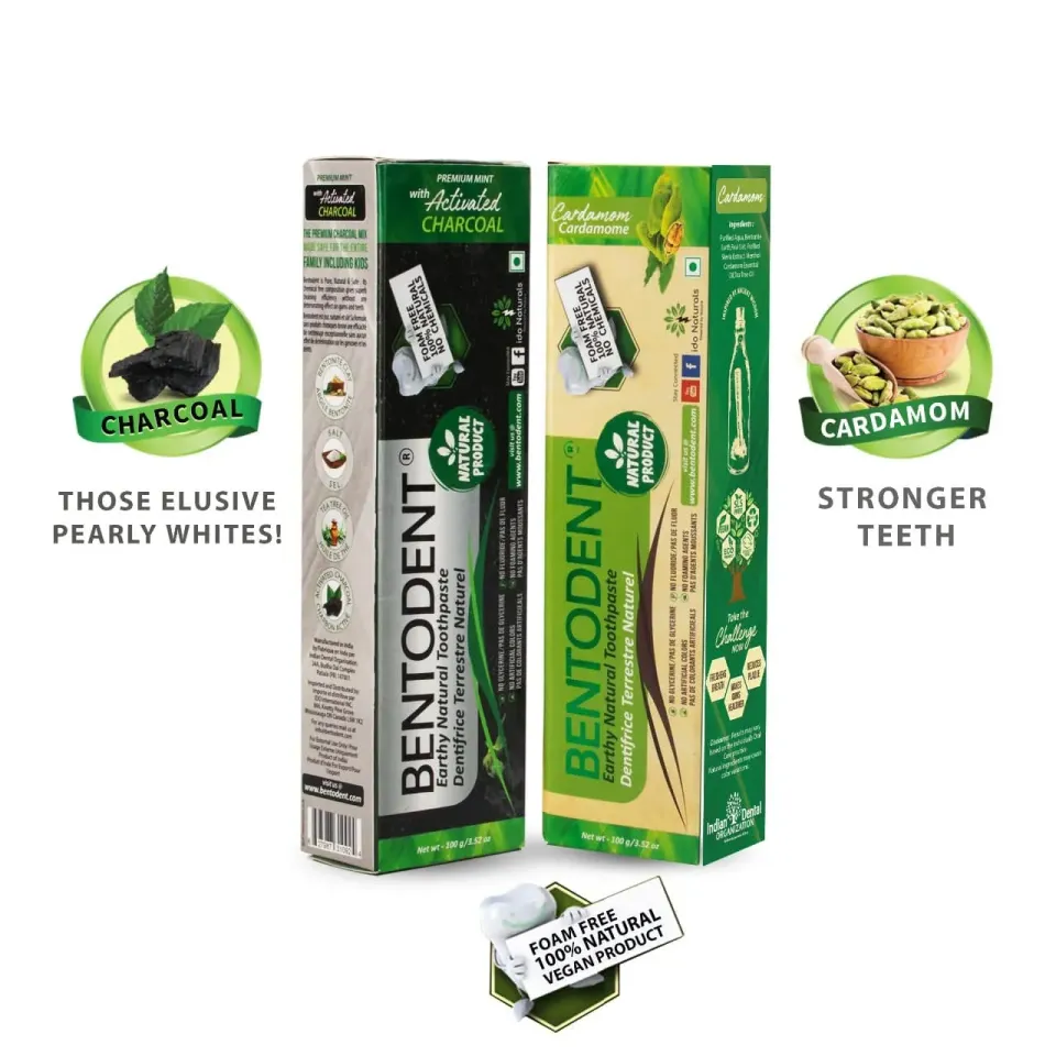 Bentodent Charcoal Cardamom tandpasta 2-pak urte