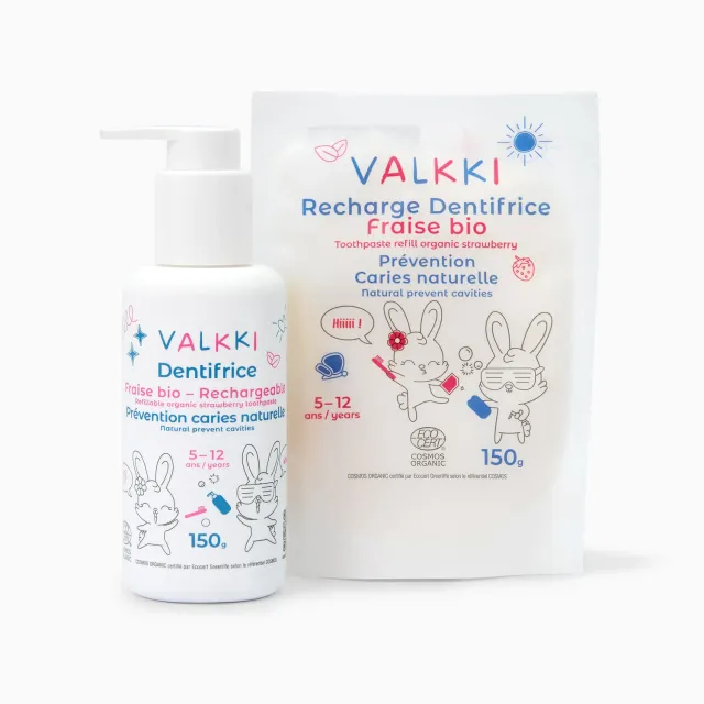 Valkki Kids tandpasta jordbær øko kit 300 g