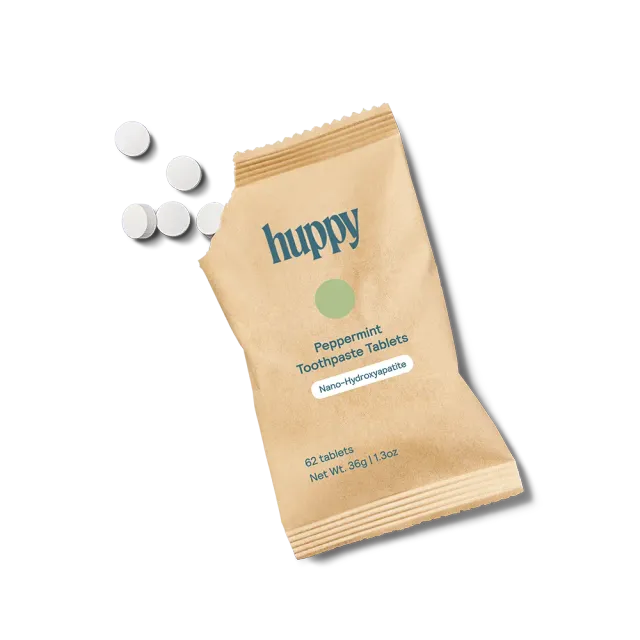 Huppy refill tandpastatabletter pebermynte 3 pak plastfri