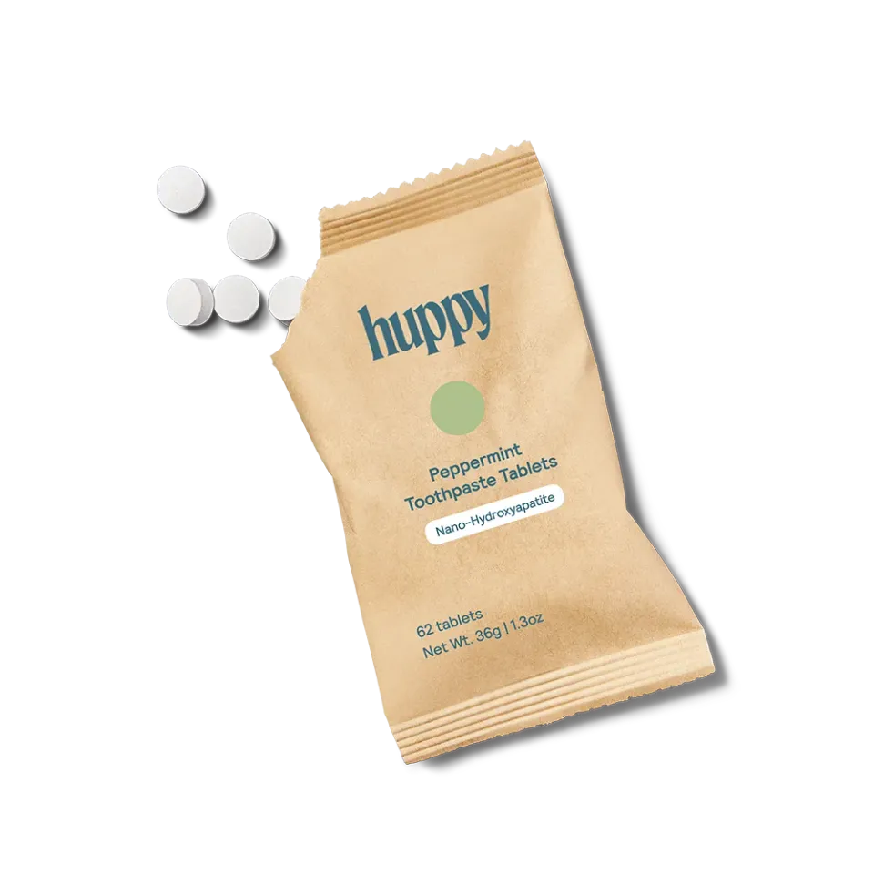 Huppy refill tandpastatabletter pebermynte 3 pak plastfri