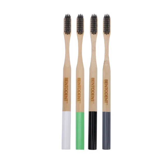 Bentodent Charcoal Bamboo tandbørste blød 4 stk kul
