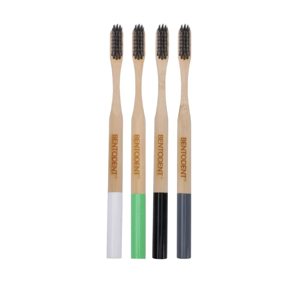 Bentodent Charcoal Bamboo tandbørste blød 4 stk kul