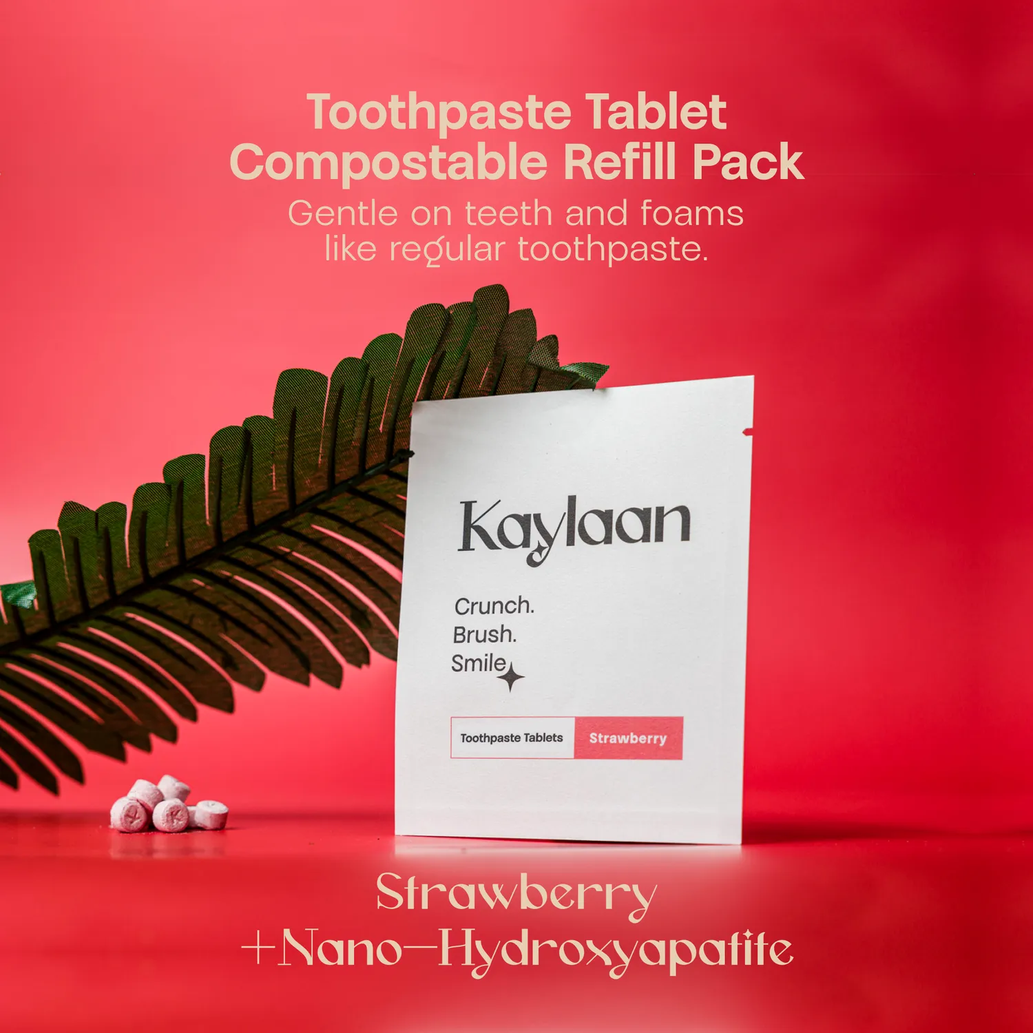 Kaylaan Strawberry tandpastatabletter refill 90 stk jordbær