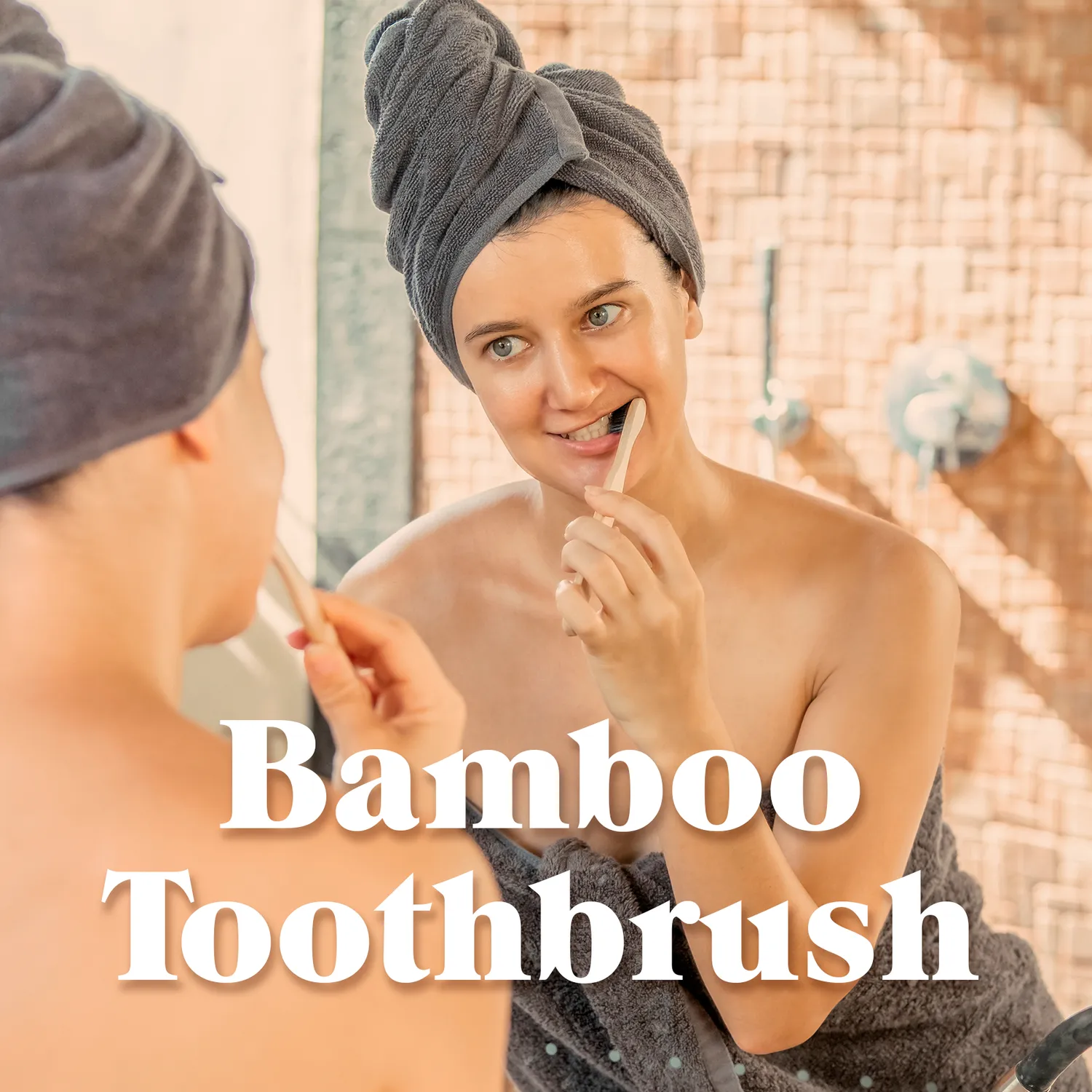 Kaylaan Organic Bamboo tandbørste 1 stk kul medium