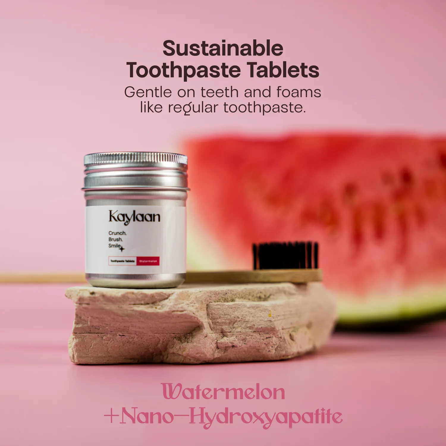 Kaylaan Watermelon tandpastatabletter 90 stk uden fluor