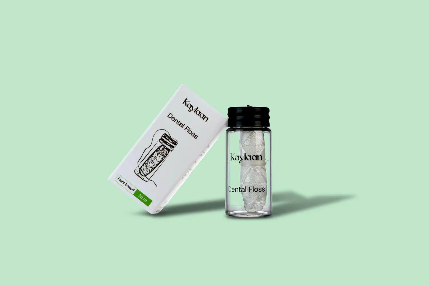 Kaylaan Eco-Friendly tandtråd plantebaseret glasbeholder