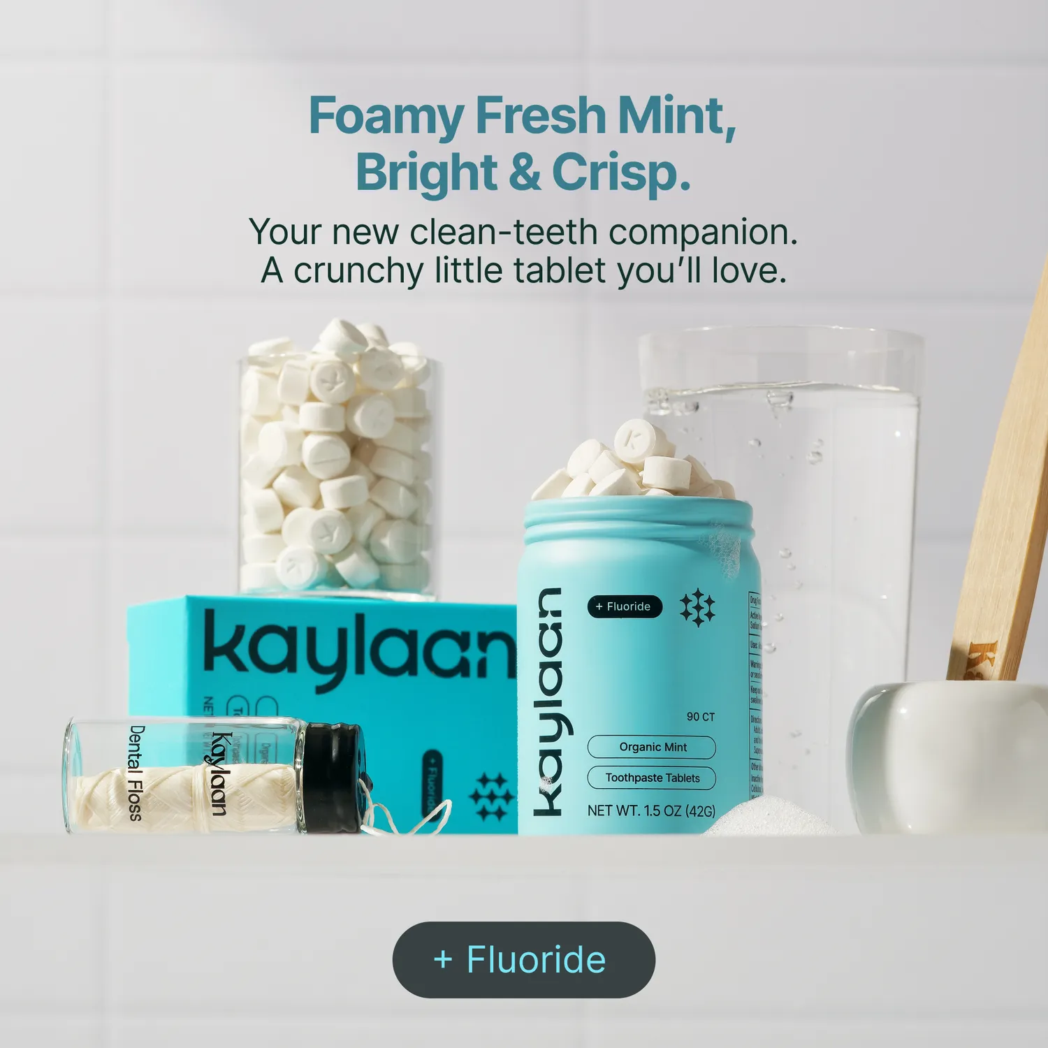 Kaylaan Fluoride Mint tandpastatabletter 90 stk med fluor