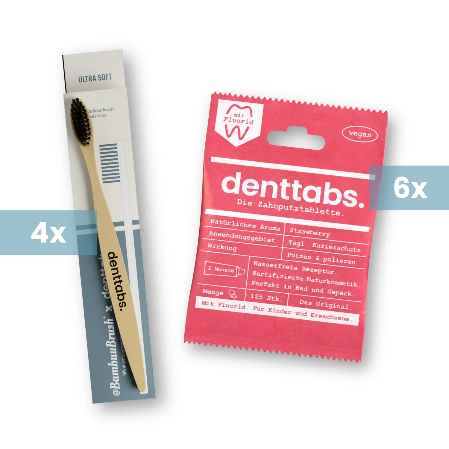 DENTTABS Yearly Set tandpastatabletter 750 stk + 4 børster