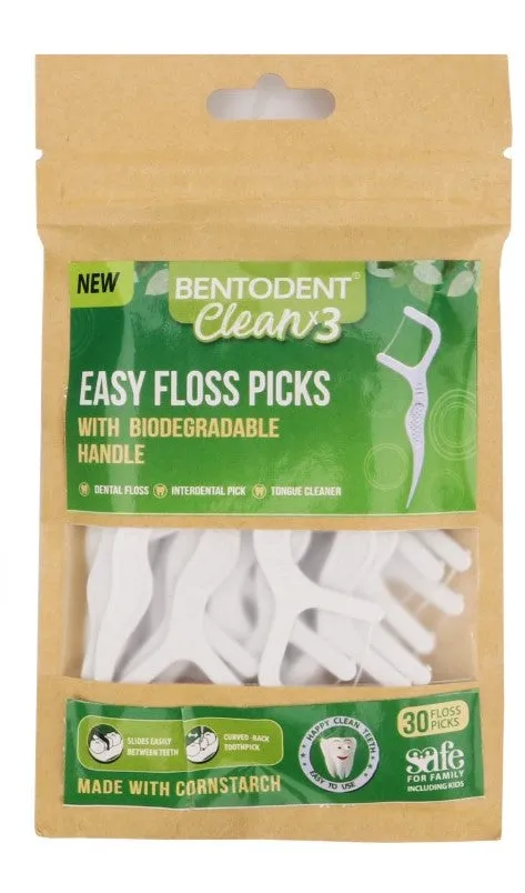 Bentodent Floss Picks tandtråd 30 stk bionedbrydelig