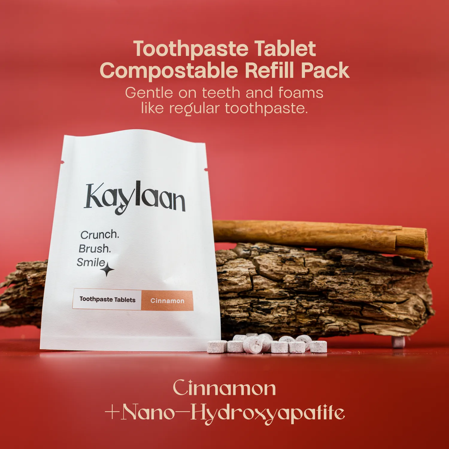Kaylaan Cinnamon tandpastatabletter refill 90 stk uden fluor
