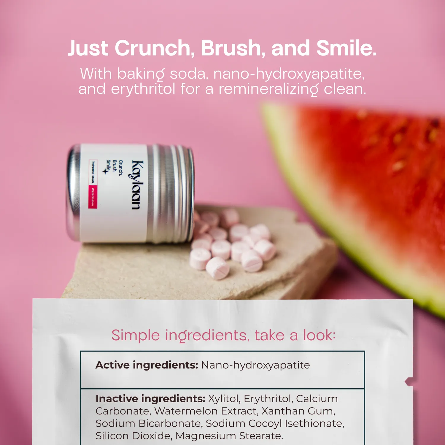 Kaylaan Watermelon tandpastatabletter refill 90 stk vandmelon