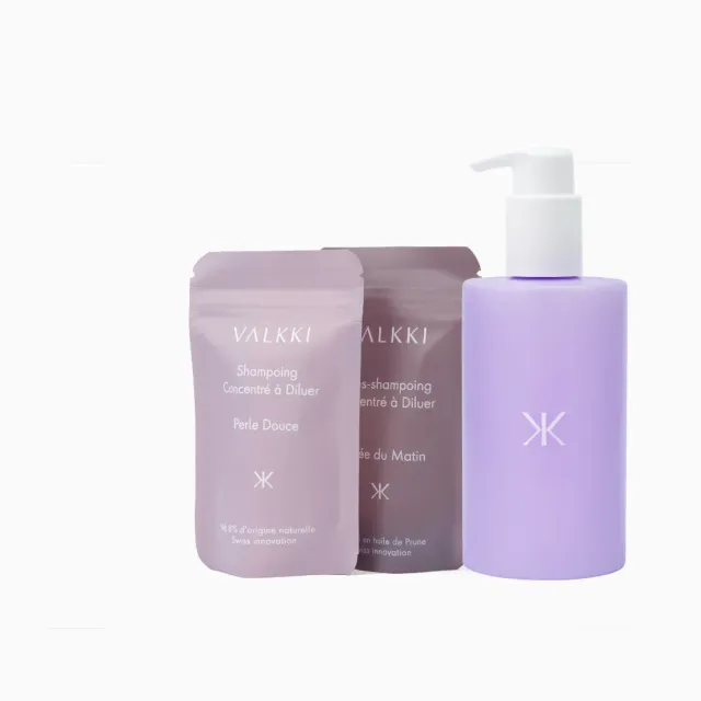 Valkki hårplejesæt shampoo balsam 3 dele refill