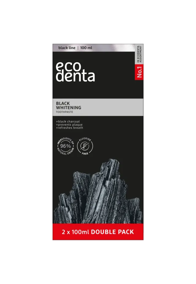 Ecodenta Black whitening tandpasta 2x100 ml kul