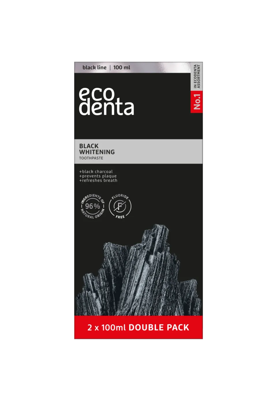 Ecodenta Black whitening tandpasta 2x100 ml kul