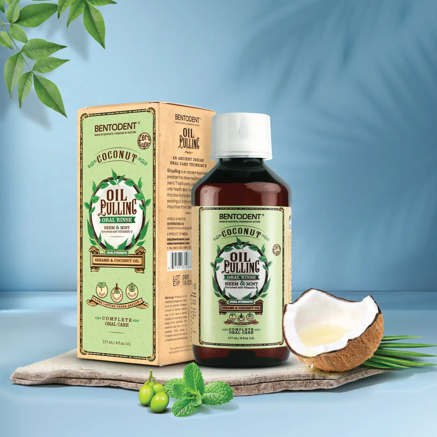 Bentodent Coconut Oil Pulling mundskyl 177 ml uden alkohol
