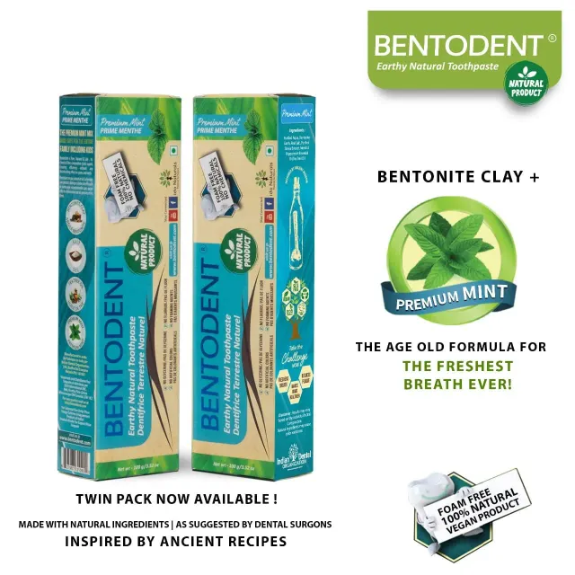 Bentodent Premium Mint tandpasta 2-pak fluoridfri mint
