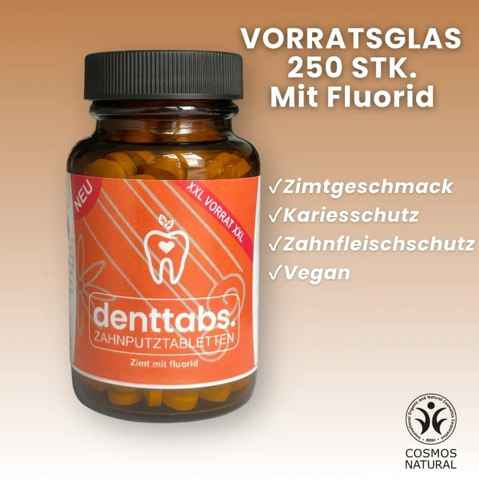DENTTABS tandpastatabletter XXL 250 stk kanel fluor