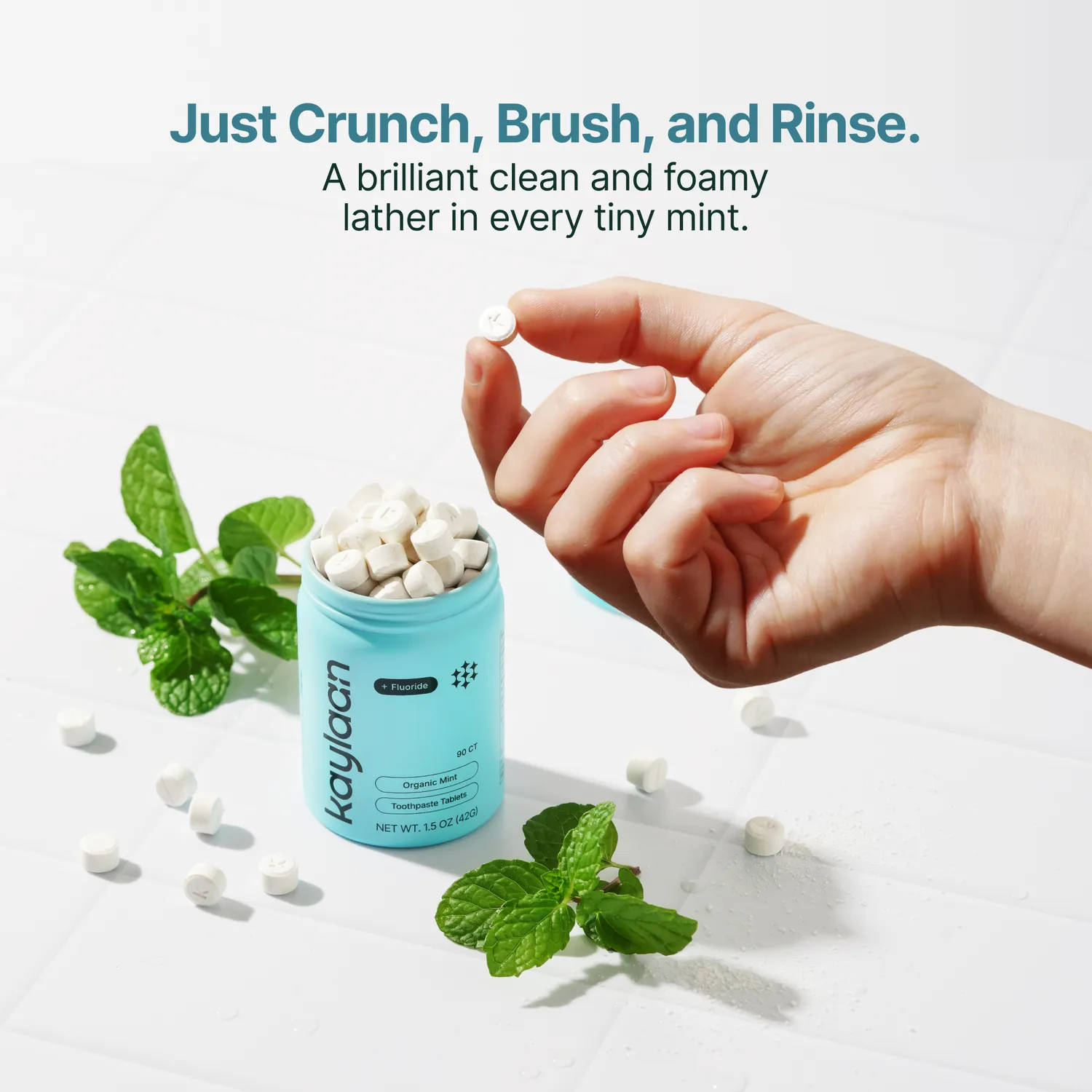 Kaylaan Fluoride Mint tandpastatabletter 90 stk med fluor