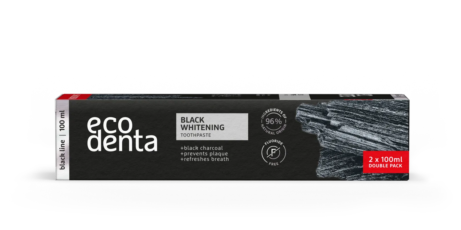 Ecodenta Black tandpasta aktivt kul 2x100 ml hvidtænder