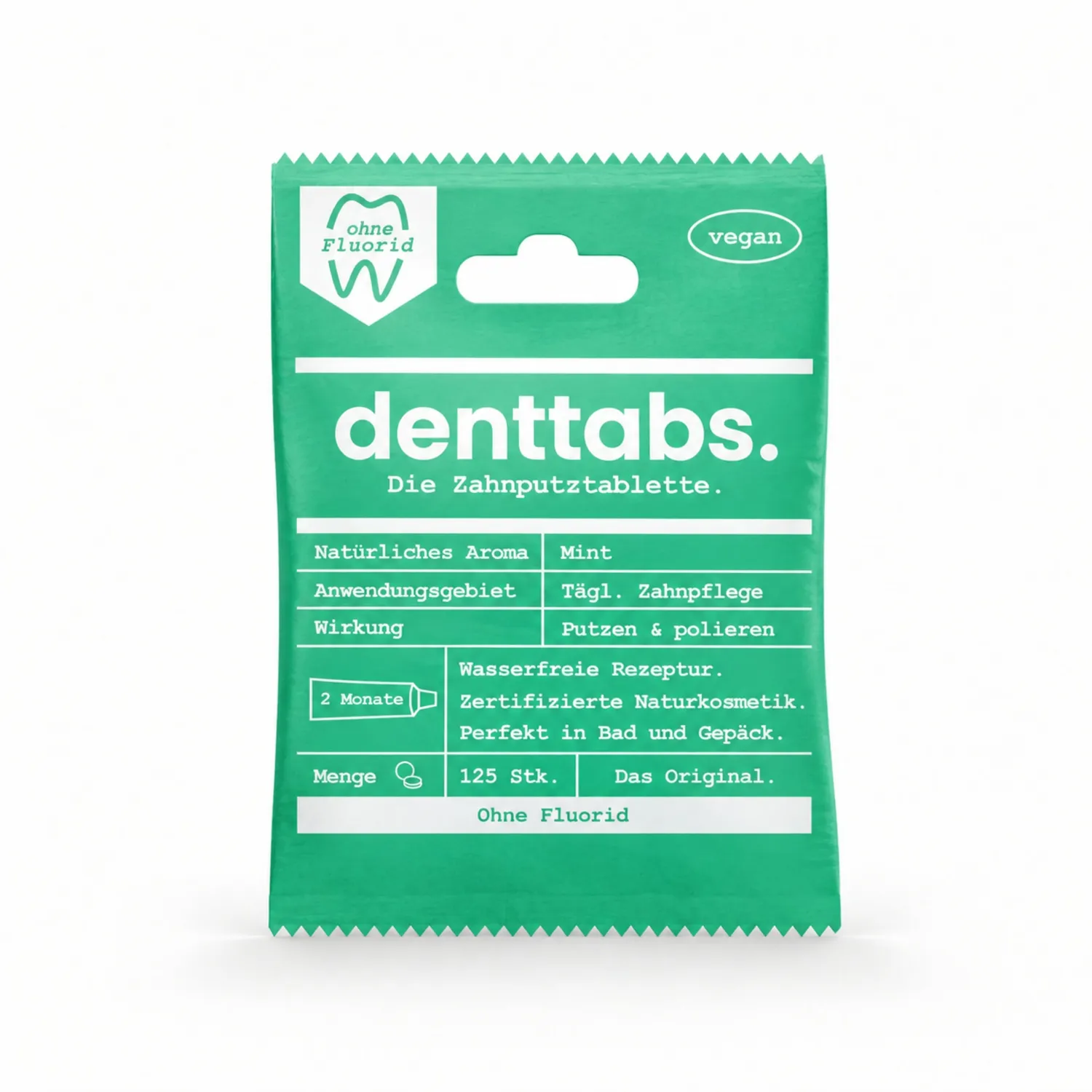 DENTTABS tandpastatabletter mint uden fluor 375 stk mild
