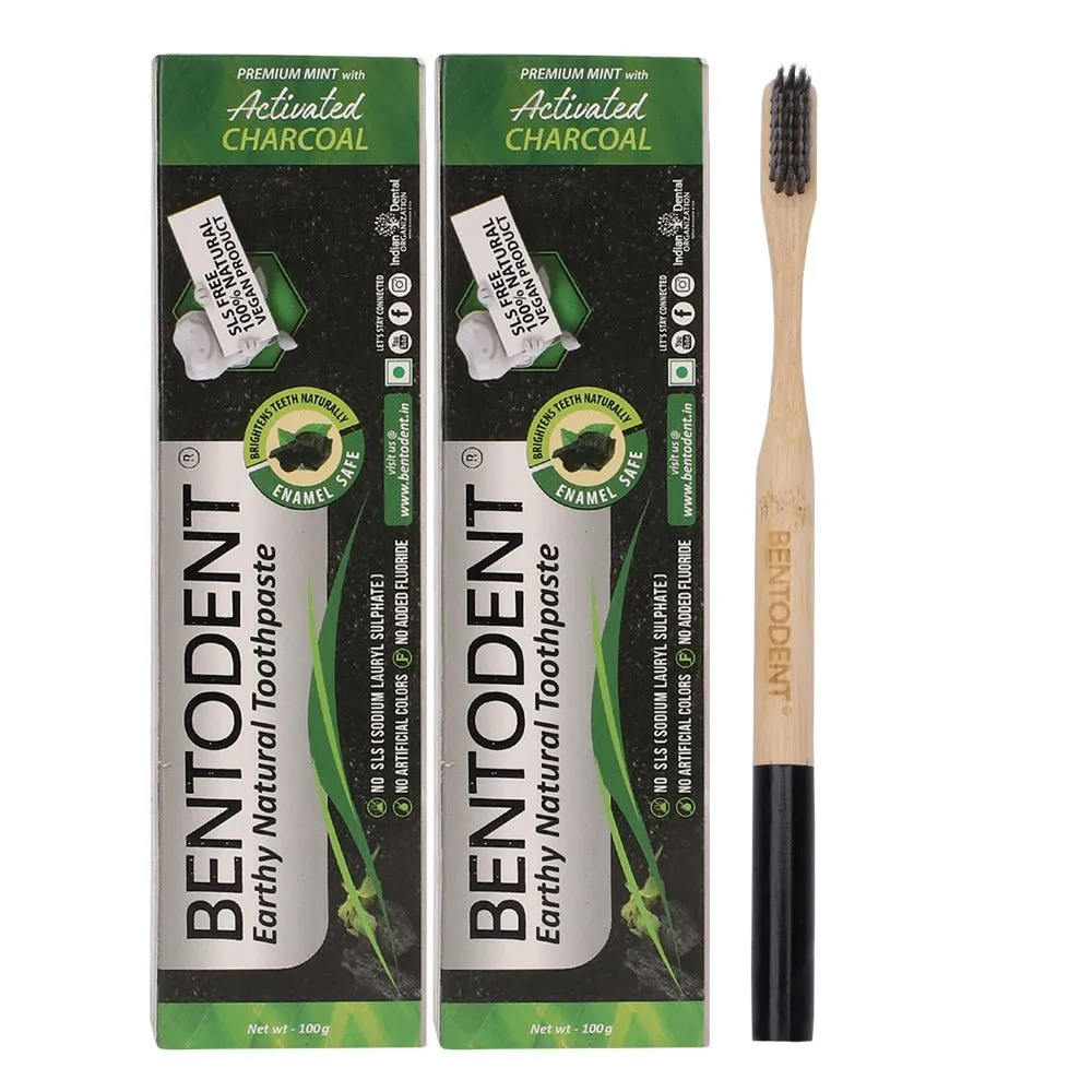 Bentodent Dazzling Duo tandpasta mint 2x100g + børste